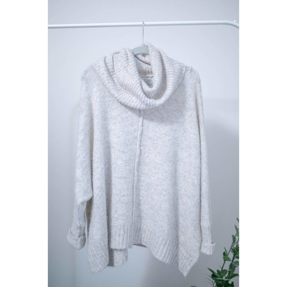 Ruby Moon Gray Wool Alpaca Blend Chunky Oversized Turtleneck Sweater SZ L - Picture 1 of 7